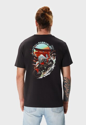 Oldskull Shirt 'Asian Fuji Rider Street Racer Graphic' in Zwart