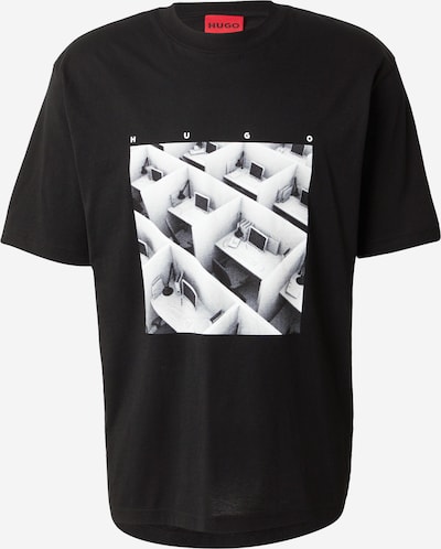 HUGO Majica 'Dodger' u svijetlosiva / tamo siva / crna / bijela, Pregled proizvoda