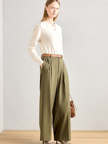 MOS MOSH Bő szár Élére vasalt nadrágok 'MMCharlize' - zöld