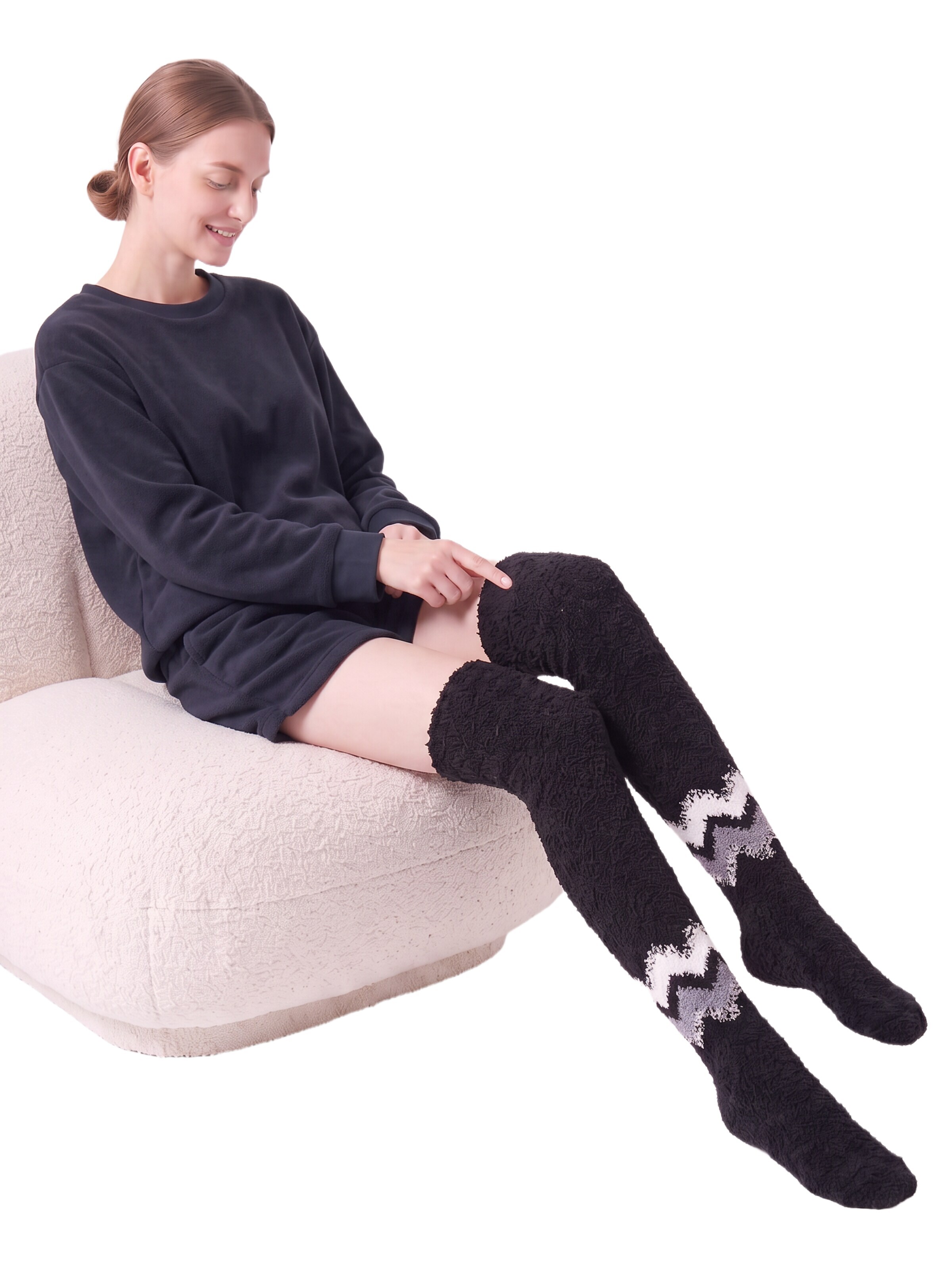 BONVERANO Over the Knee Socks in Beige