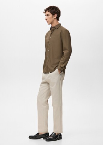 MANGO MAN Regular fit Button Up Shirt 'Play' in Brown