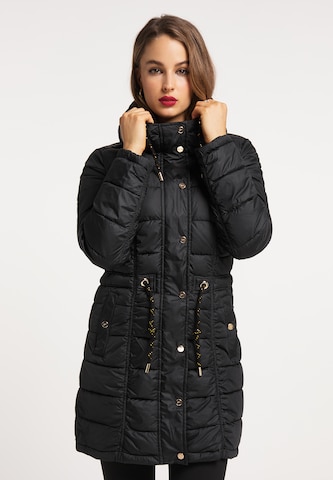 faina Between-Seasons Coat in Black: front