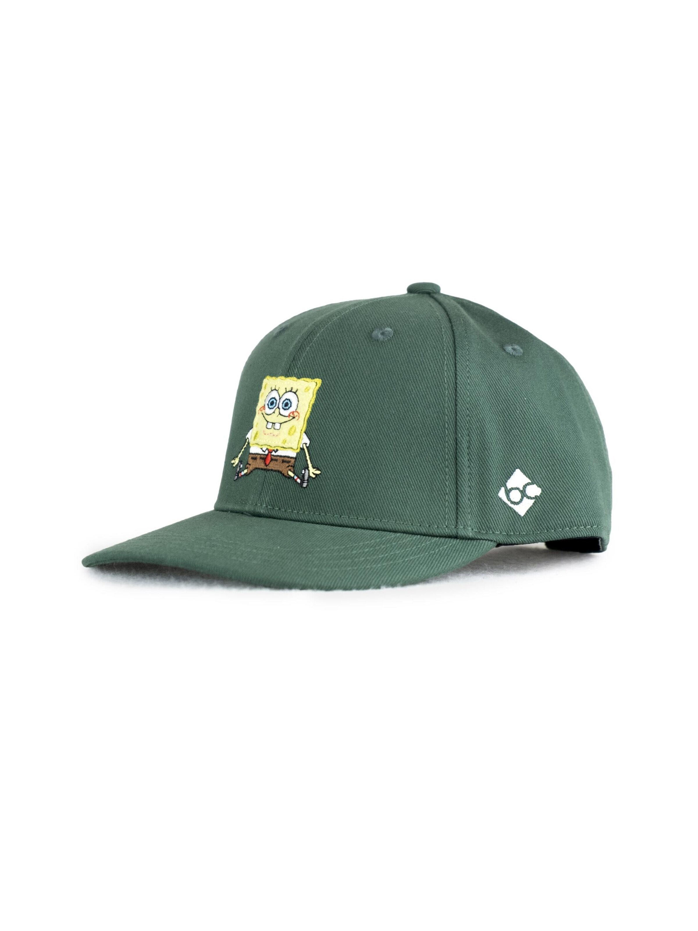Bavarian Caps Cap 'Cap "Spongebob chillt" - dunkelgrün (Halfcurved)' in Green: front