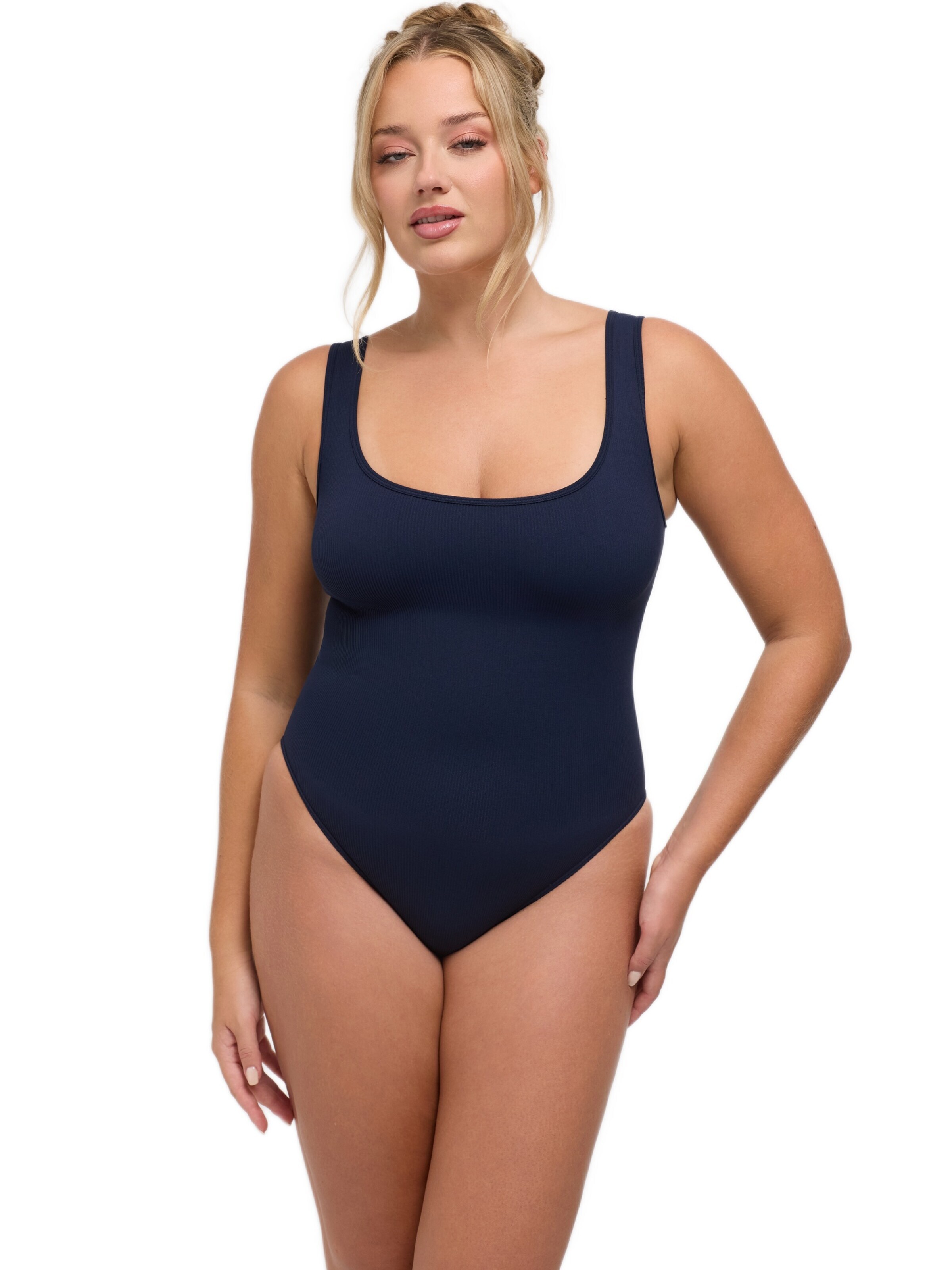 cfab Body 'Ribbed Tank Sculpting Bodysuit with Slip' in Blauw