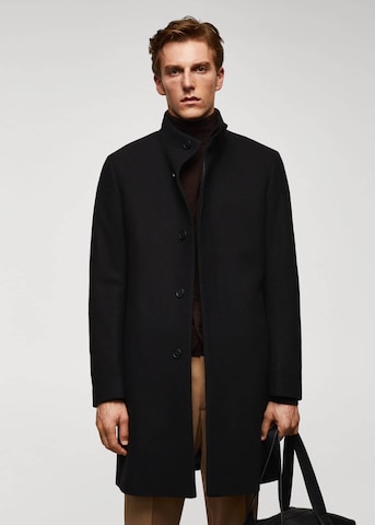 MANGO MAN Between-Seasons Coat 'Funnel' in Black: front