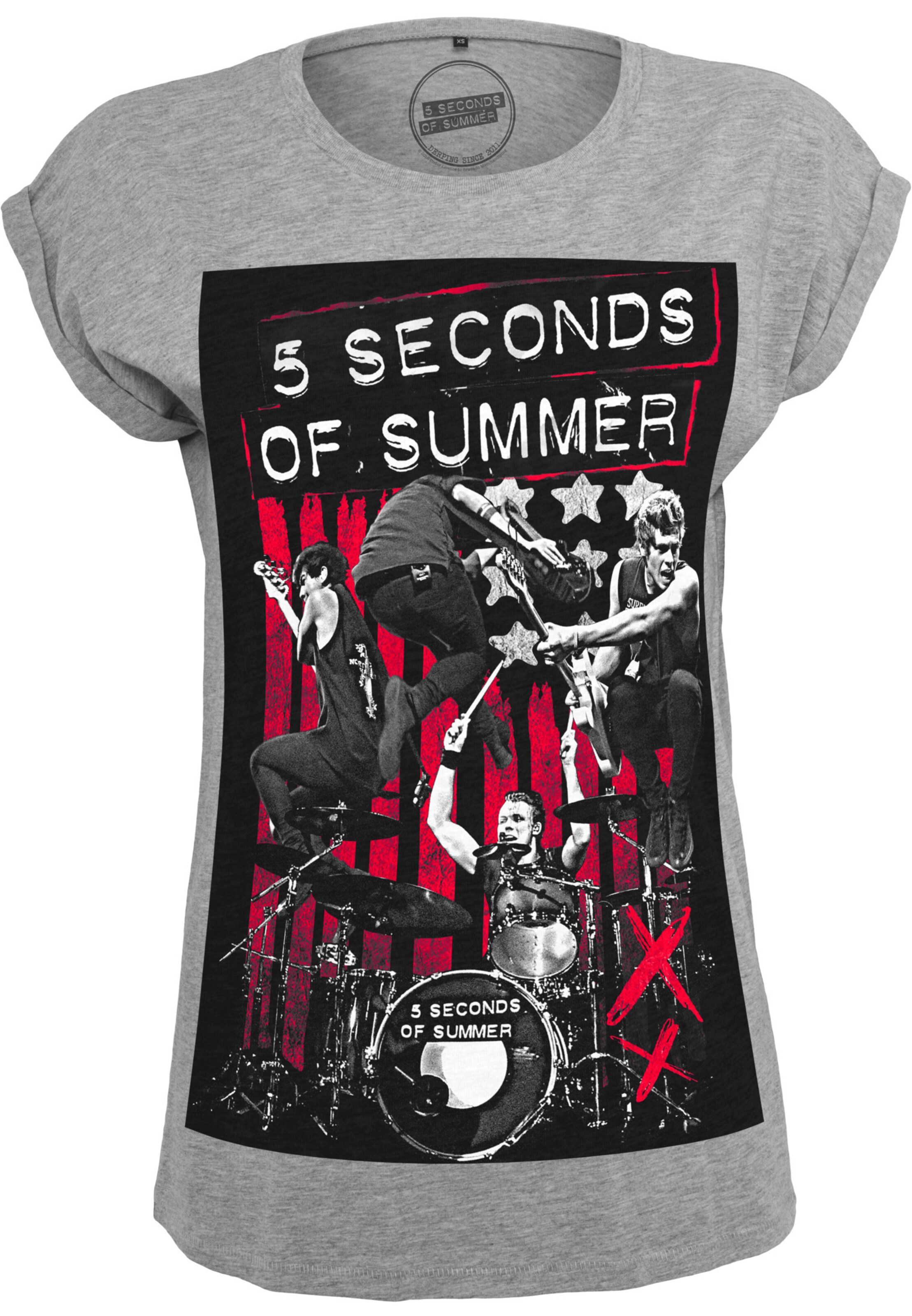 Merchcode Shirt 'Five Seconds of Summer' in Grijs: voorkant