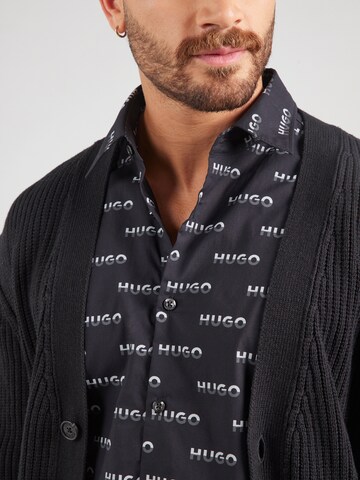HUGO Regular fit Button Up Shirt 'Ermo' in Black
