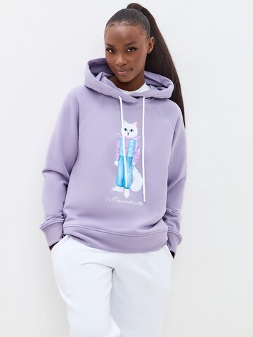 Sweat-shirt CAT by Maniita Lacitta en violet : devant
