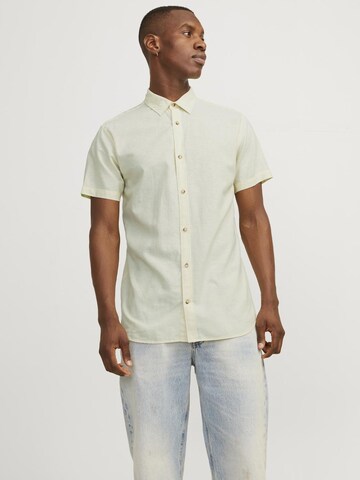 JACK & JONES Comfort fit Button Up Shirt in Yellow: front