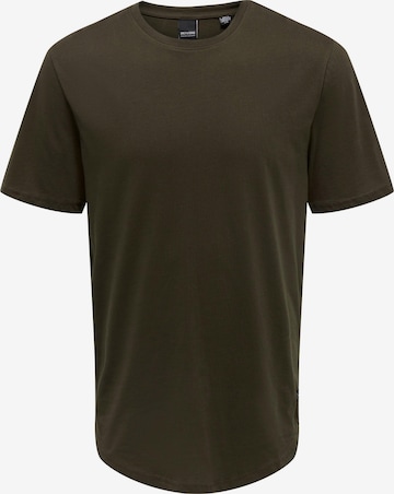Only & Sons Regular Fit T-Shirt 'MATT' in Braun: predná strana