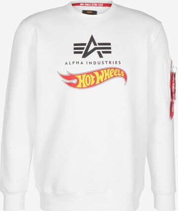 ALPHA INDUSTRIES Sweatshirt 'Hot Wheels Flag' in Wit: voorkant