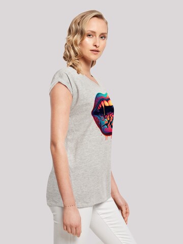 F4NT4STIC Shirt 'Drooling Lips' in Grey