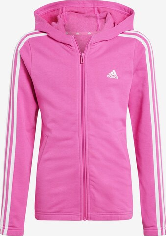 ADIDAS SPORTSWEAR Athletic Zip-Up Hoodie 'Essentials' in Pink: front