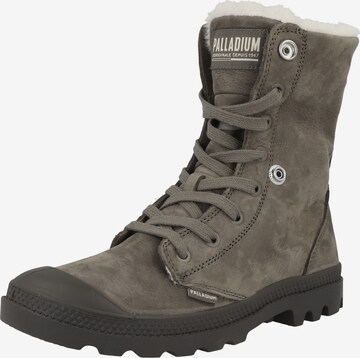 Palladium Lace-Up Ankle Boots 'Baggy' in Grey: front