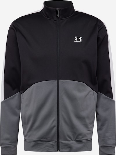 UNDER ARMOUR Sportsweatjacke in grau / schwarz / weiß, Produktansicht