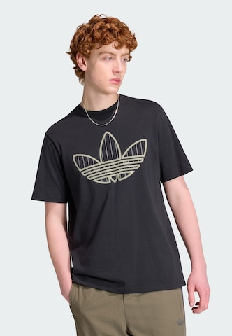 ADIDAS ORIGINALS Majica 'Trefoil Infill' | črna barva: sprednja stran