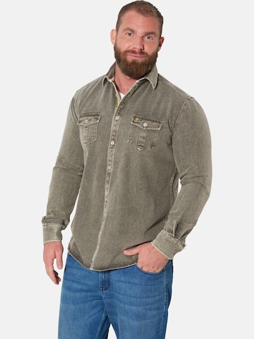 Jan Vanderstorm Comfort fit Button Up Shirt ' Olavik ' in Green: front