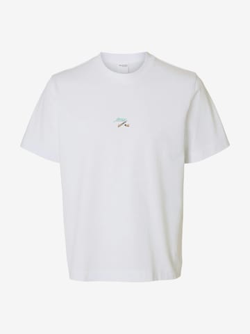 T-Shirt 'SLHPETE LICENSE' SELECTED en blanc : devant