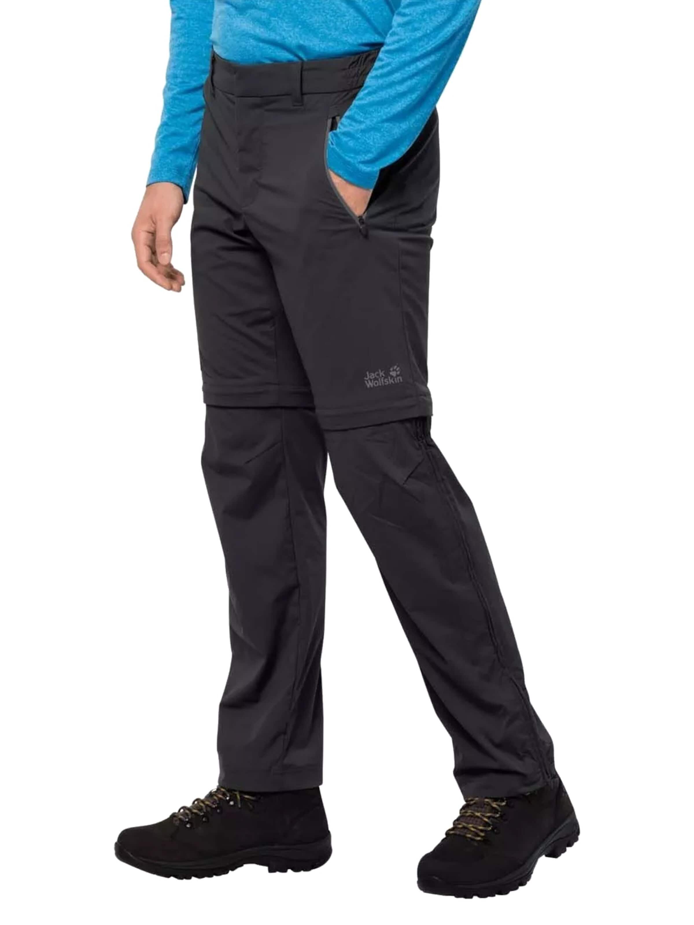 JACK WOLFSKIN Regular Sportbroek 'Jack Wolfskin Overland Zip Away Pants M' in Zwart: voorkant