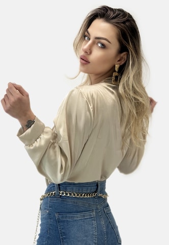 Elara Blouse bodysuit in Beige