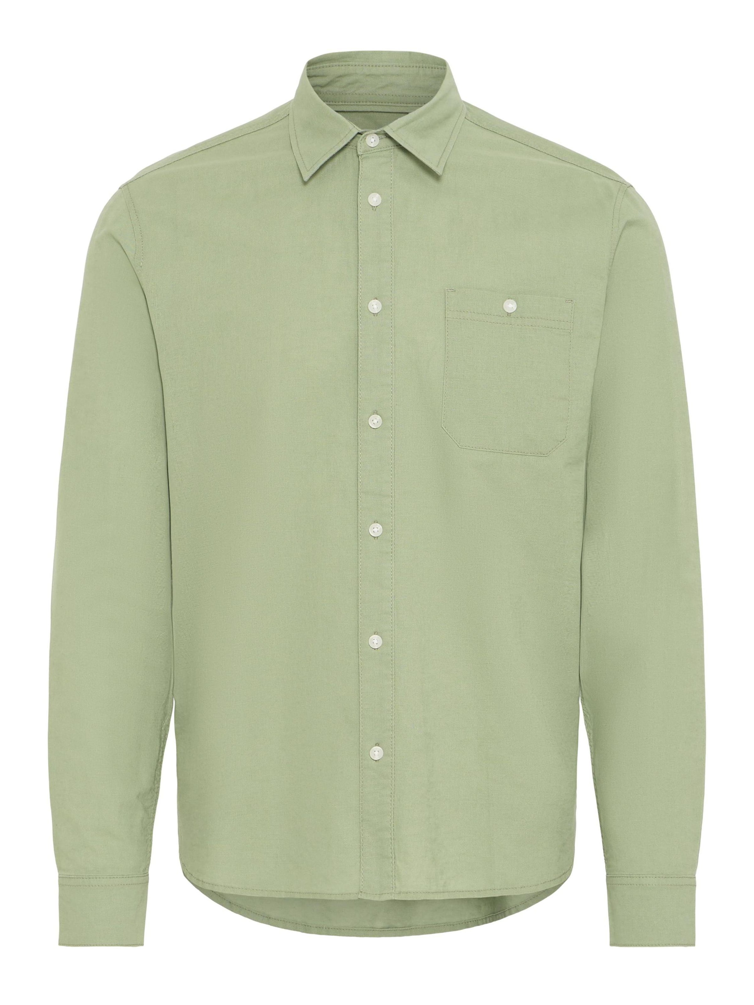 BLEND Overhemd ' BHBAY LINEN ' in Groen: voorkant