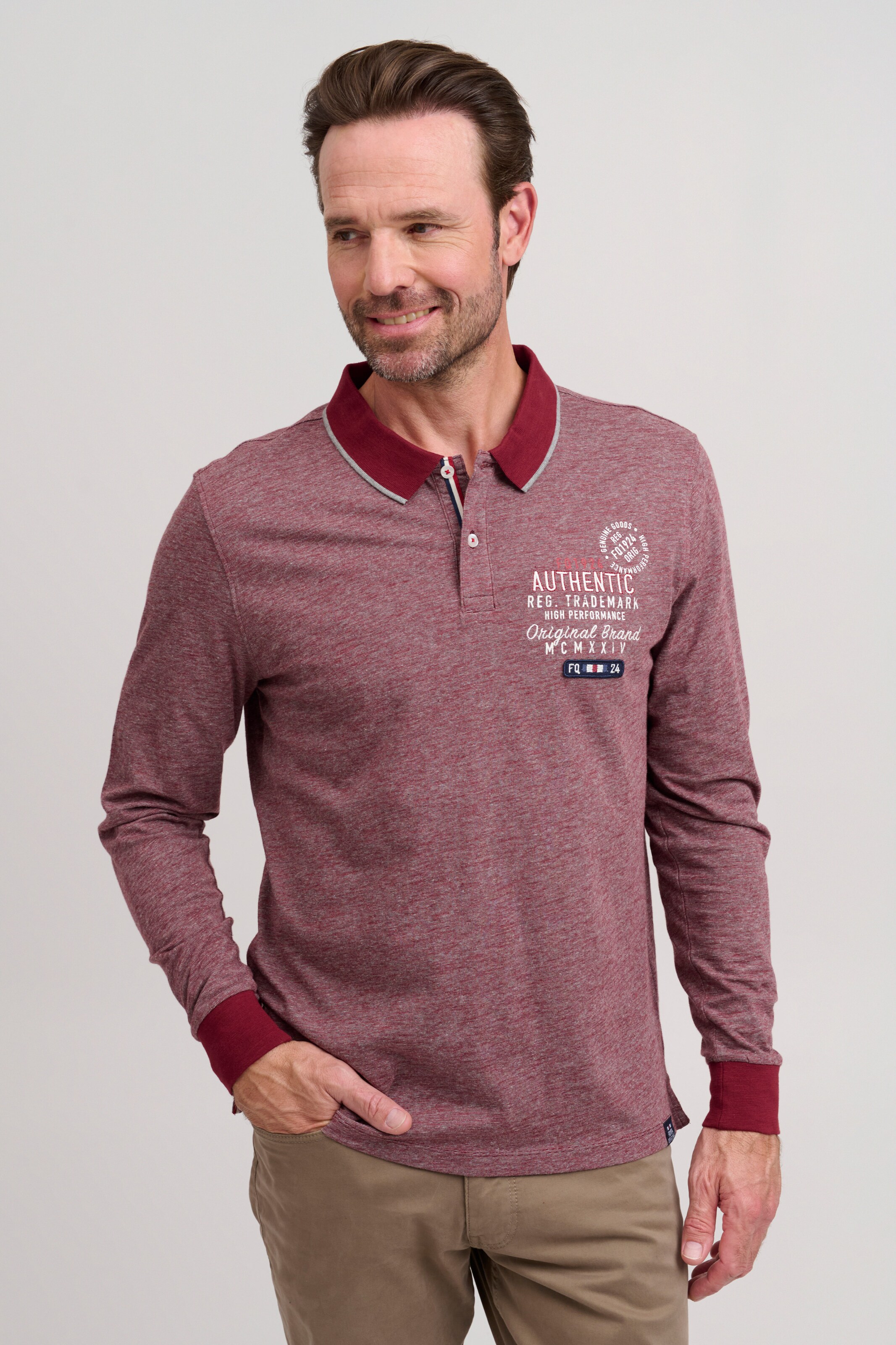 Männer Große Größen FQ1924 Longsleeve 'Peder' in Rotmeliert - ZK66886 Männer Große Größen FQ1924 Longsleeve 'Peder' in Rotmeliert - ZK66886