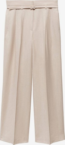 MANGO Wide leg Pleated Pants 'Gina' in Beige: front