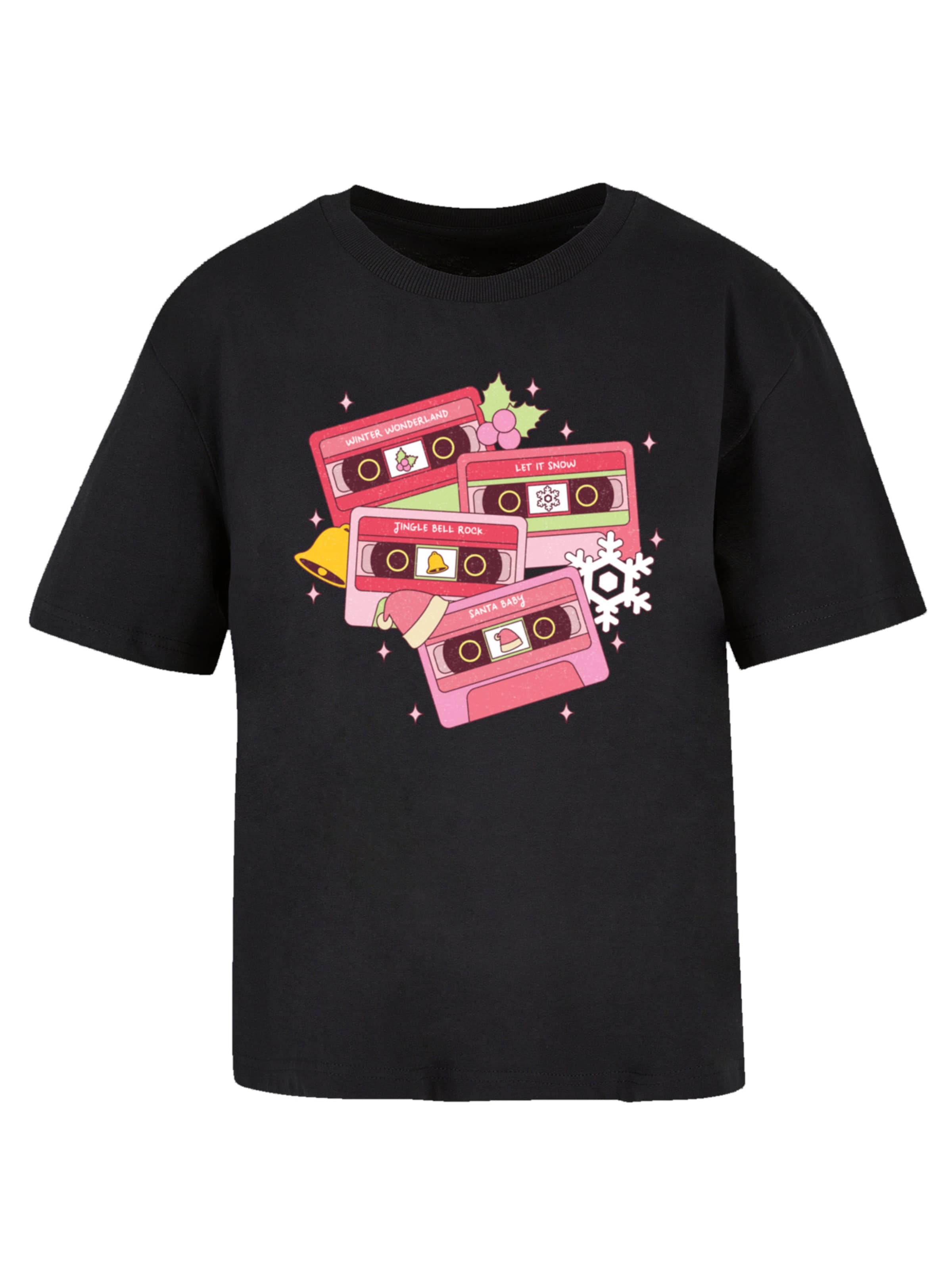 F4NT4STIC Shirt 'Christmas Retro Song' in Schwarz: Vorderseite