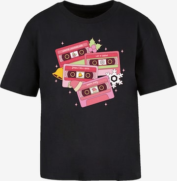 F4NT4STIC Shirt 'Christmas Retro Song' in Zwart: voorkant