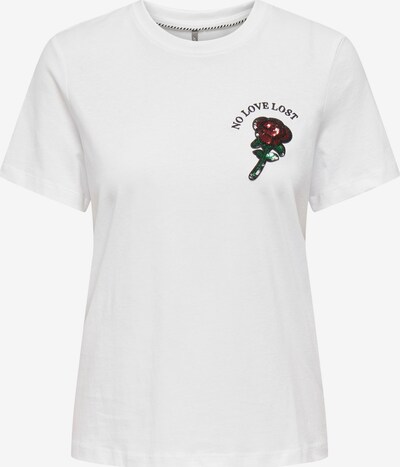 ONLY T-Shirt 'KITA' in dunkelgrün / merlot / schwarz / weiß, Produktansicht