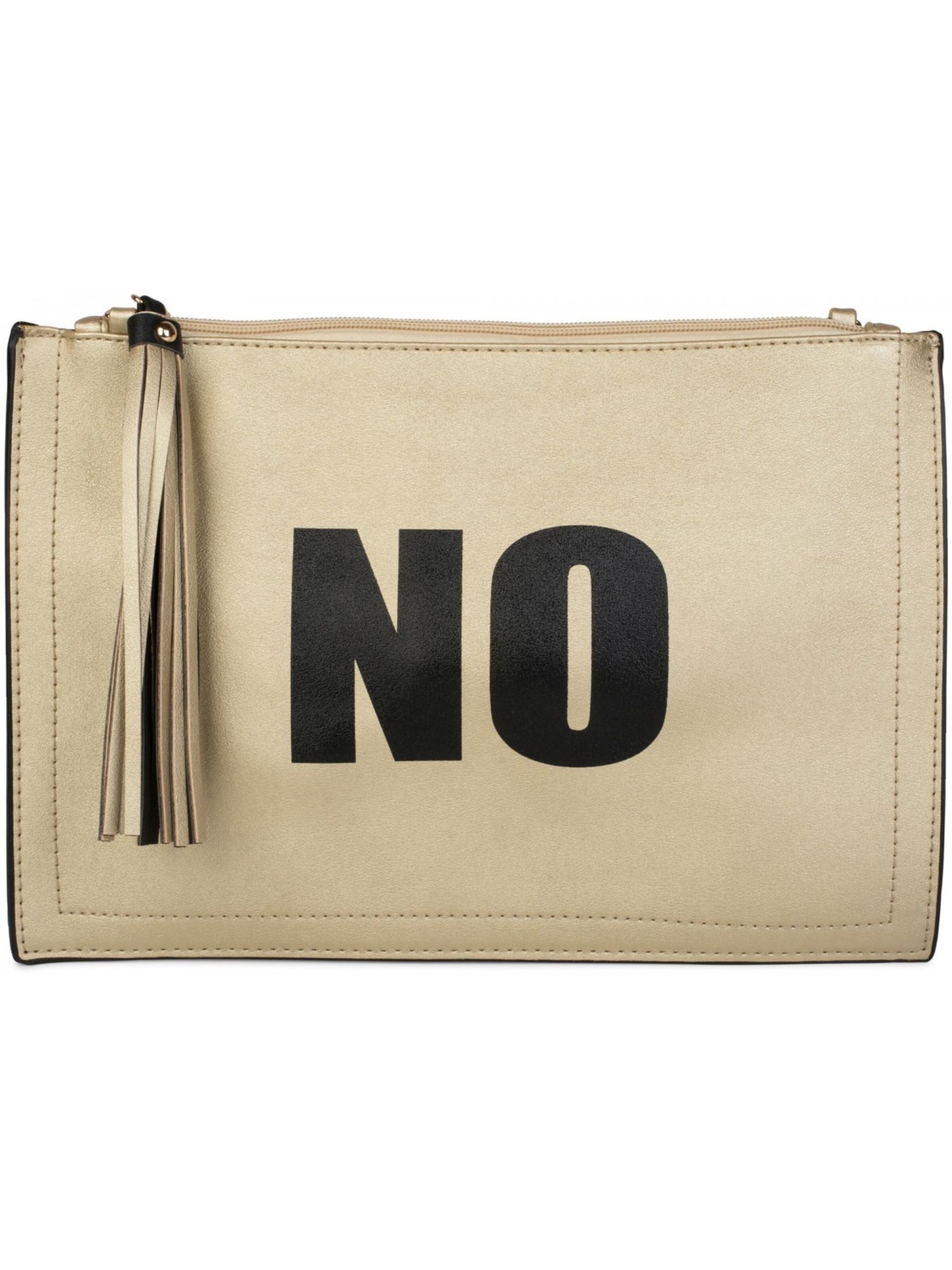styleBREAKER Clutch 'Clutch mit YES und NO Print'‌‌‌‌‌‌‌ in Gold