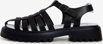 CESARE GASPARI Strap Sandals in Black: front