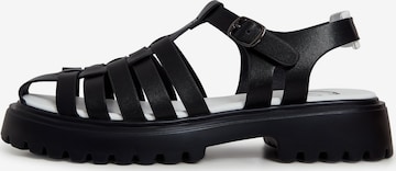 CESARE GASPARI Strap Sandals in Black: front