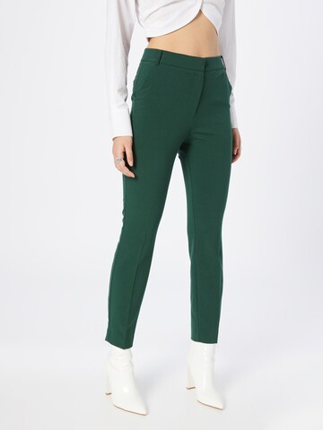 Warehouse Slim fit Trousers with creases in Green: front