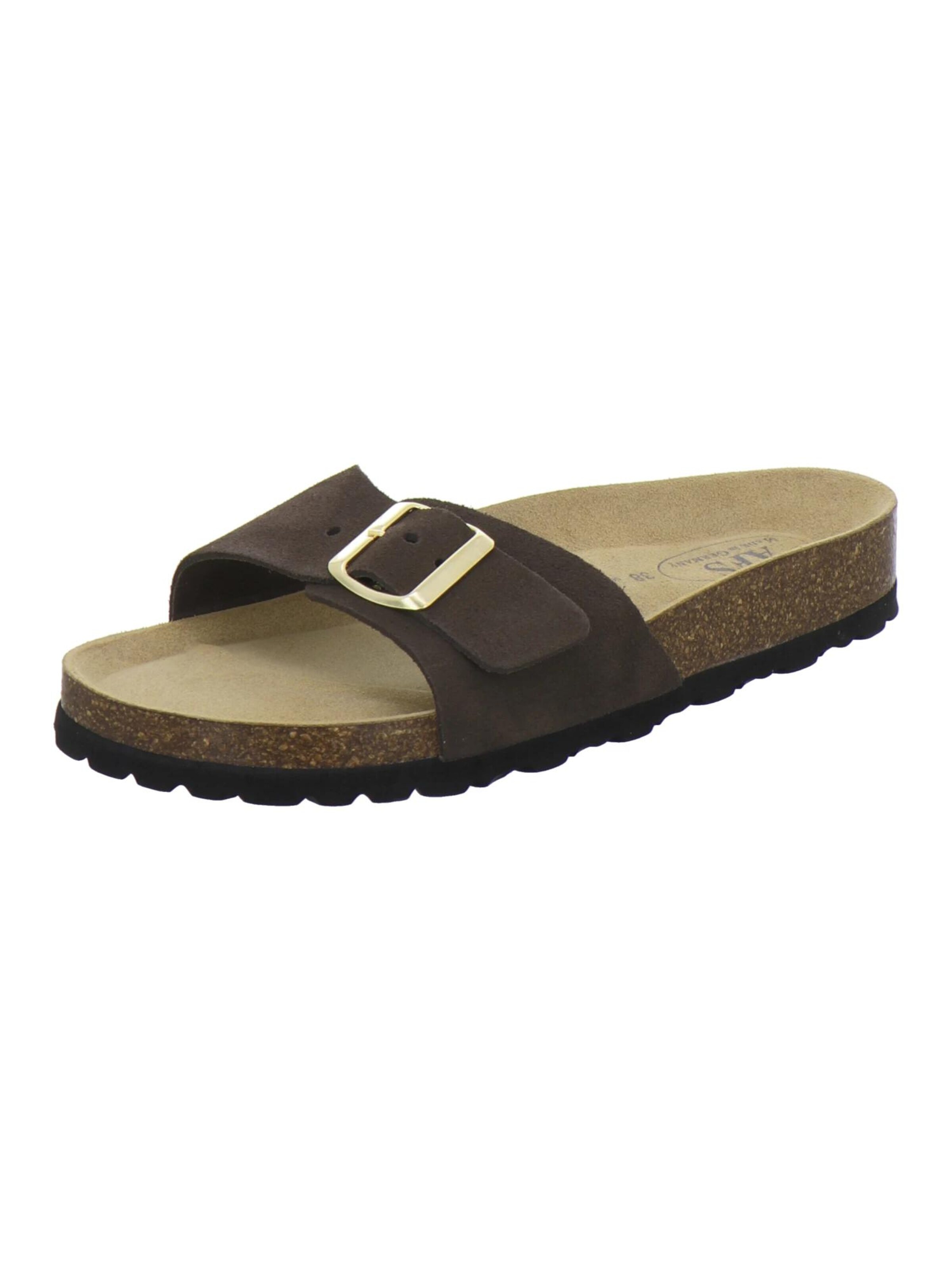AFS-Schuhe - Zapatos abiertos 'Pantoletten Damen Einschnaller espresso' en marrón: frente