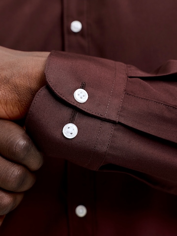 JACK & JONES Slim fit Button Up Shirt 'JJJOE' in Brown