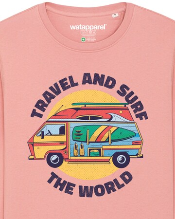Sweat-shirt 'Travel and surf' Watapparel en rose