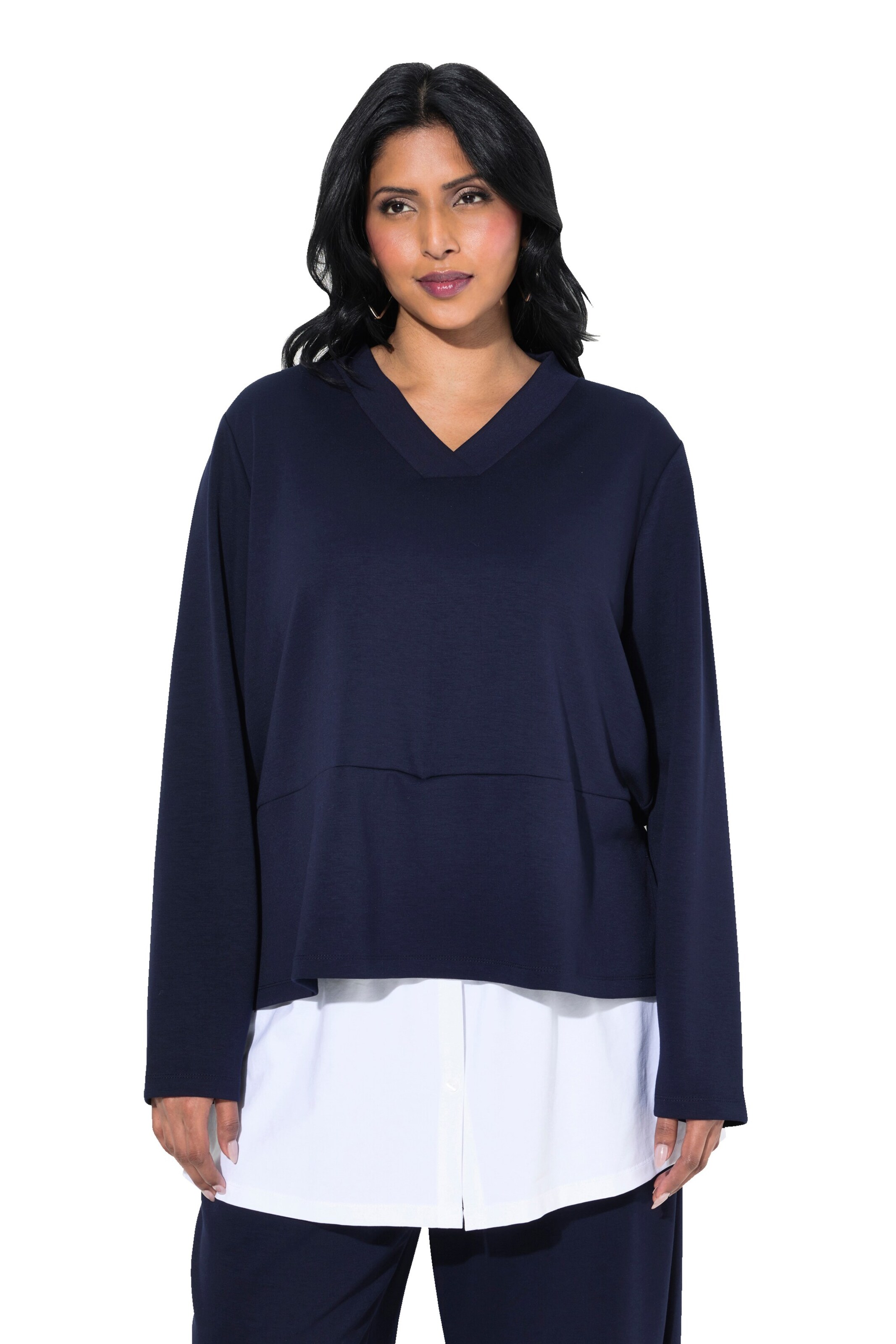 Ulla Popken Sweatshirt in Blauw: voorkant
