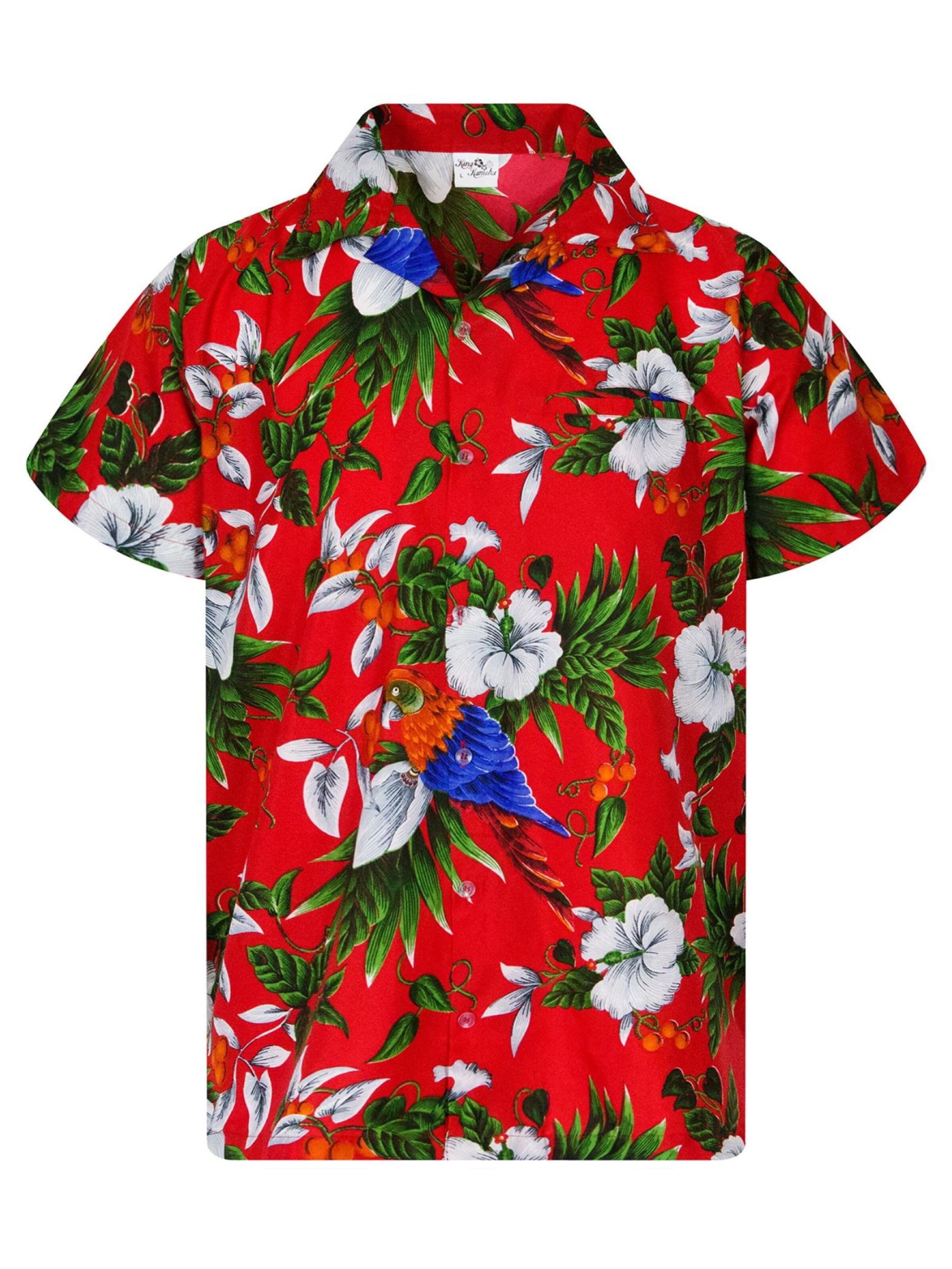 King Kameha Shirt 'Cherryparrot' in Red: front