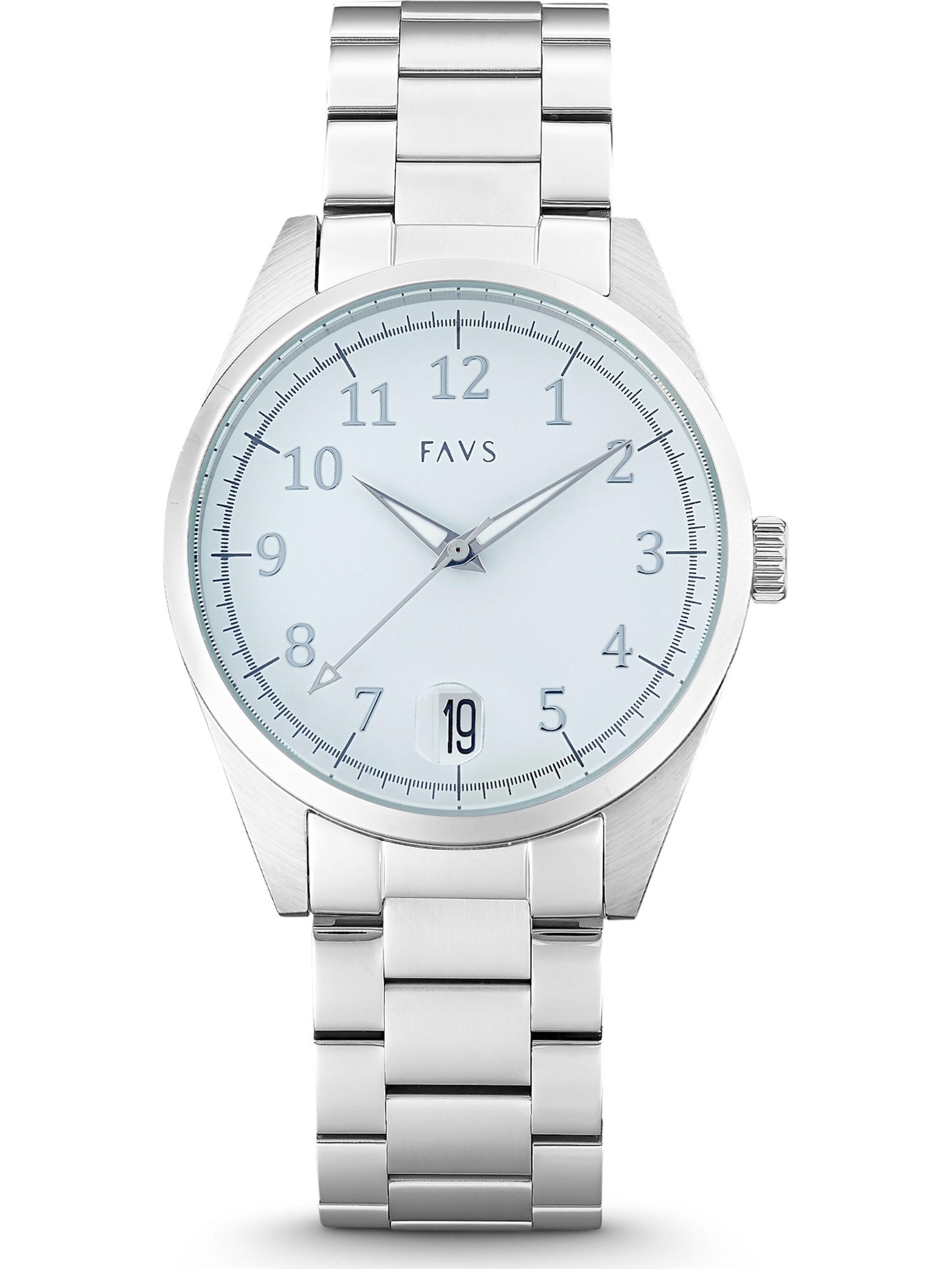 FAVS Analog Watch in Silver: front