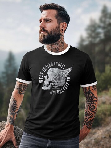 Neverless Shirt 'Motorcycle Skull' in Black