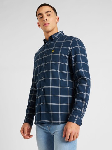 Lyle & Scott Slim fit Button Up Shirt 'Windowpane' in Blue: front