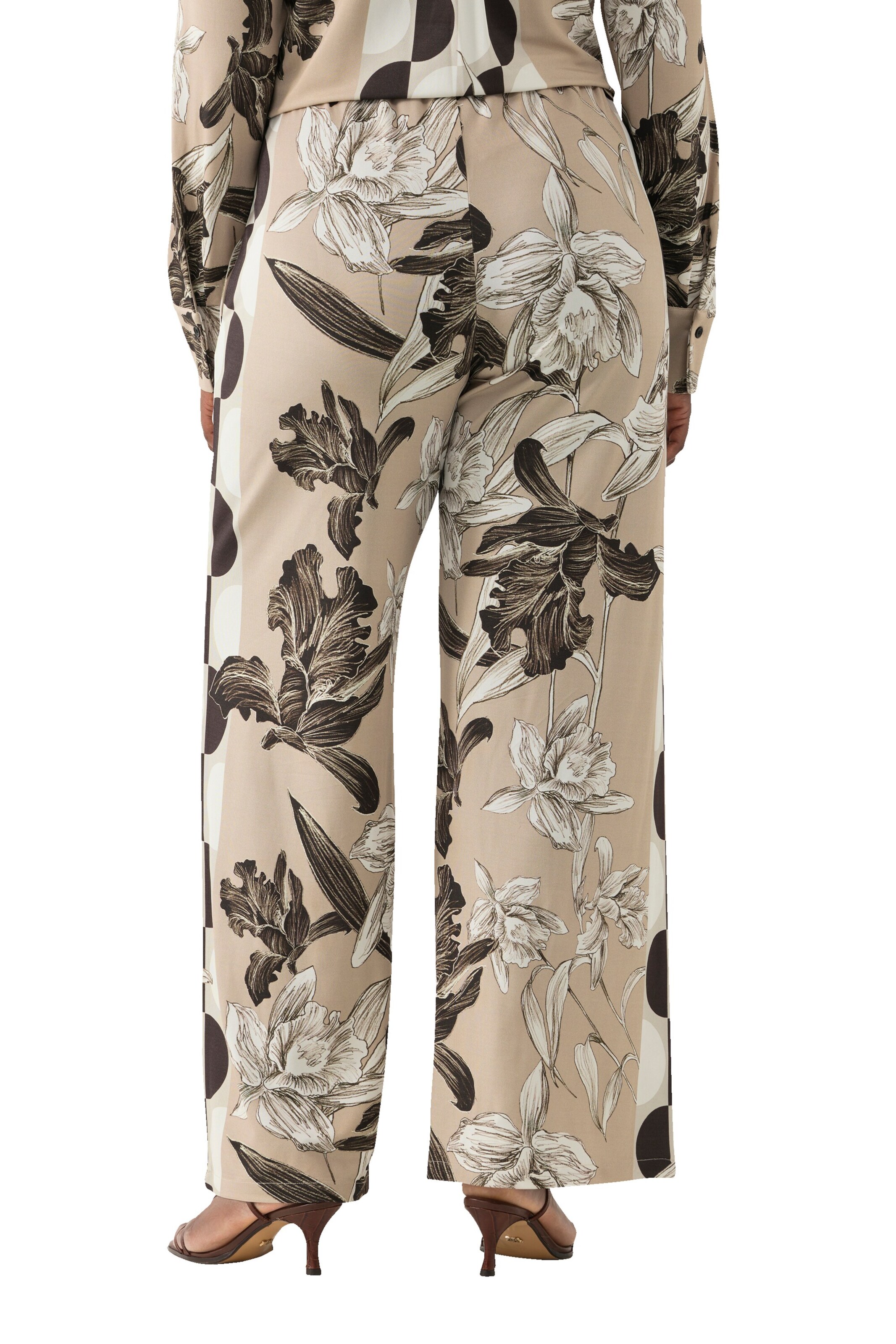 Ulla Popken Wide leg Broek in Beige