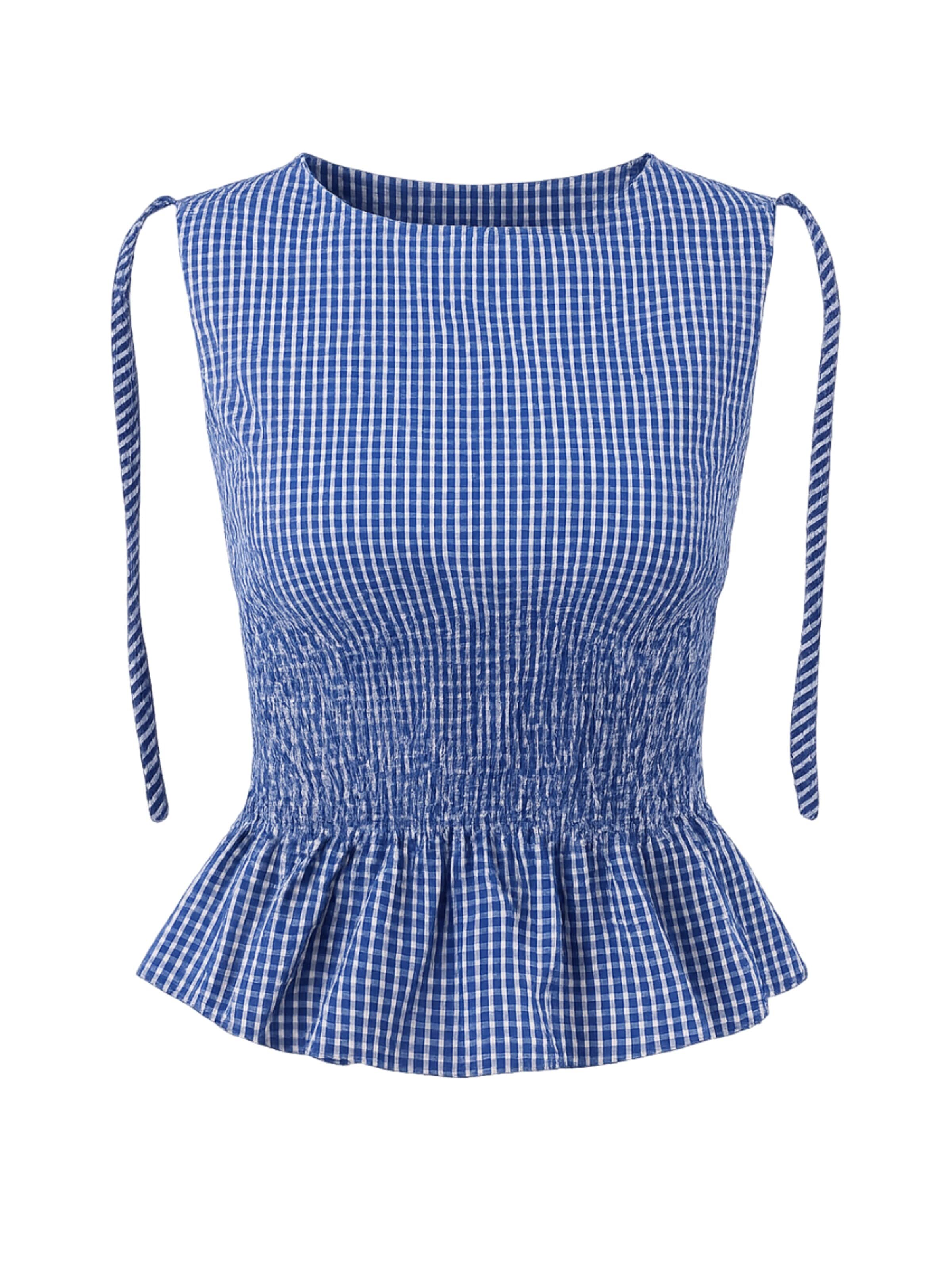 ARMIE Blouse 'The Carla' in Blauw: voorkant