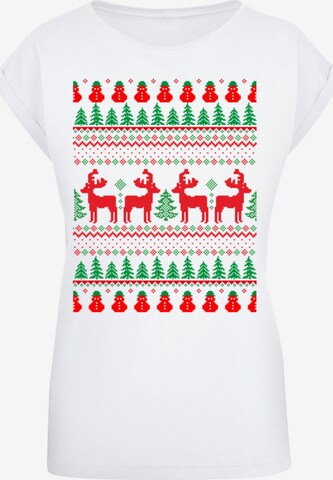 T-shirt 'Christmas Reindeers' F4NT4STIC en blanc : devant