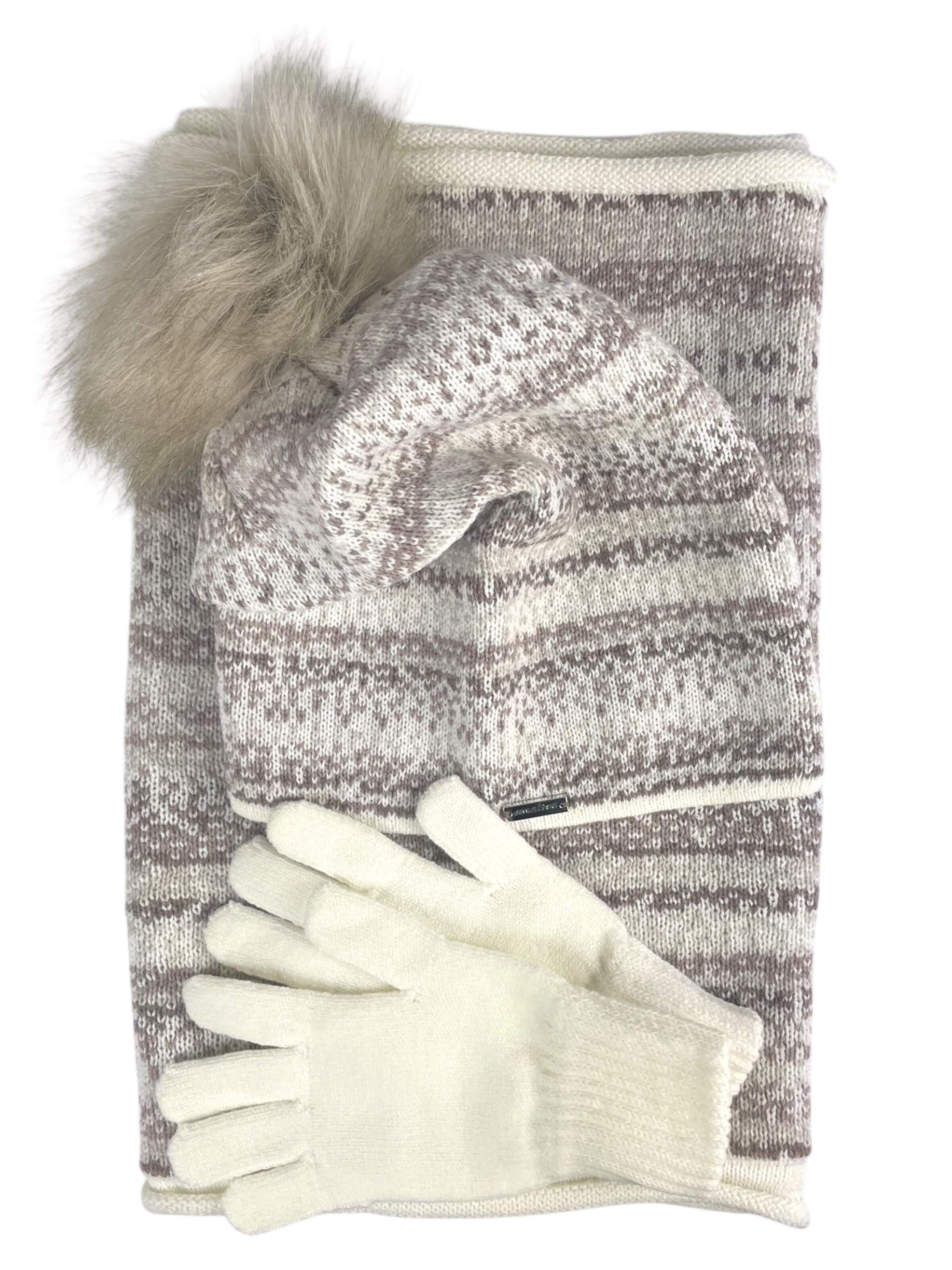 Kumixi - Gorra 'Set Mütze Schal Handschuhe' en beige: frente