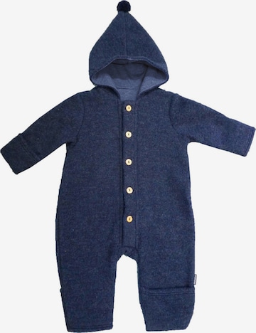 MAXIMO Dungarees 'GOTS BABY-Overall, Wollfleece Jerseyfutter, Knöpfe, Pompon' in Blue: front