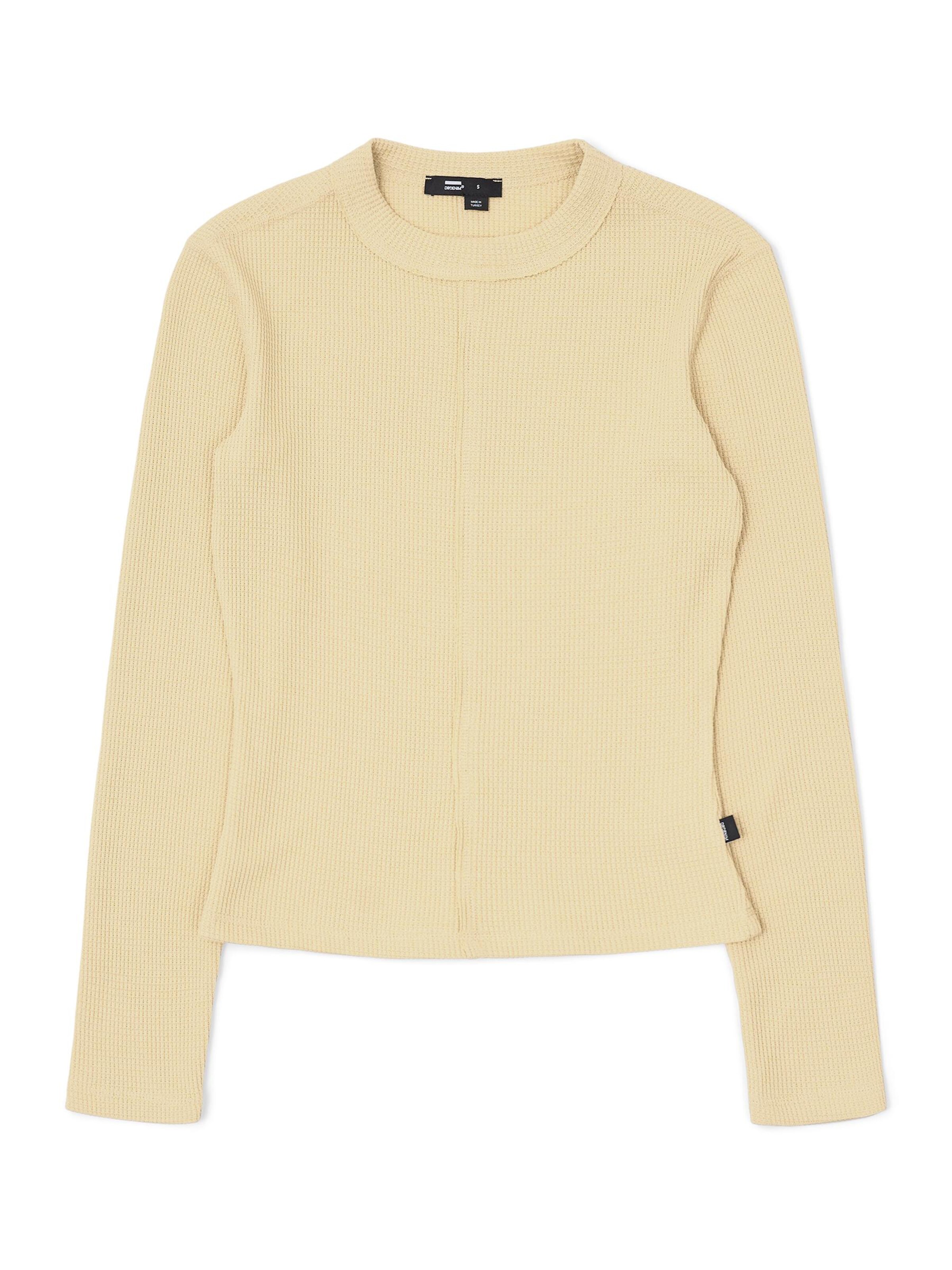 Dr. Denim Top 'Stella Waffle Top' in Geel: voorkant