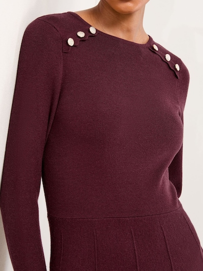 Lipsy Gebreide jurk in de kleur Bourgogne, Productweergave