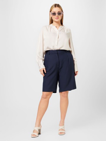 ONLY Carmakoma Loose fit Pleat-Front Pants 'Carthea' in Blue
